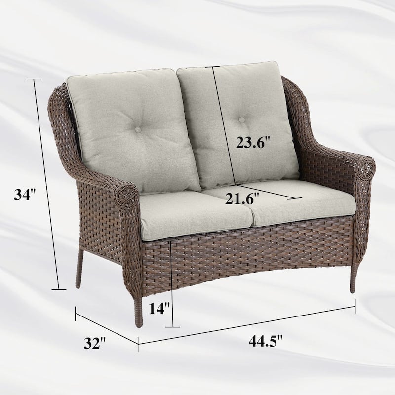 Loveseat Outdoor Patio Sofa Couch Brown - Beige