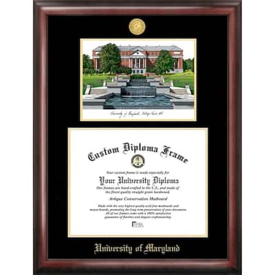 University of Maryland 17w x 13h Gold Embossed Diploma Frame with Campus Images Lithograph