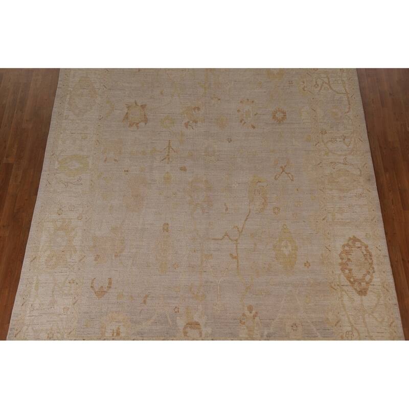 Vegetable Dye Oushak Turkish Area Rug Handmade Floral Wool Carpet - 8'8"x 11'9"