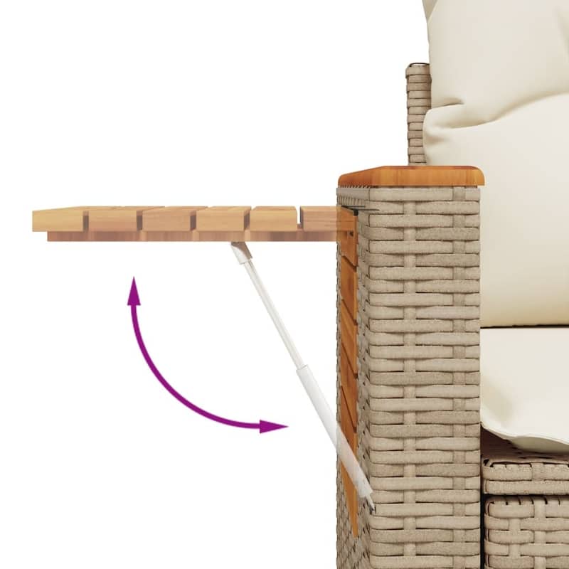 vidaXL Patio Sofa Set with Cushions Outdoor Conversation Furniture Poly Rattan - 24.4 x 33.5 x 27.2 in