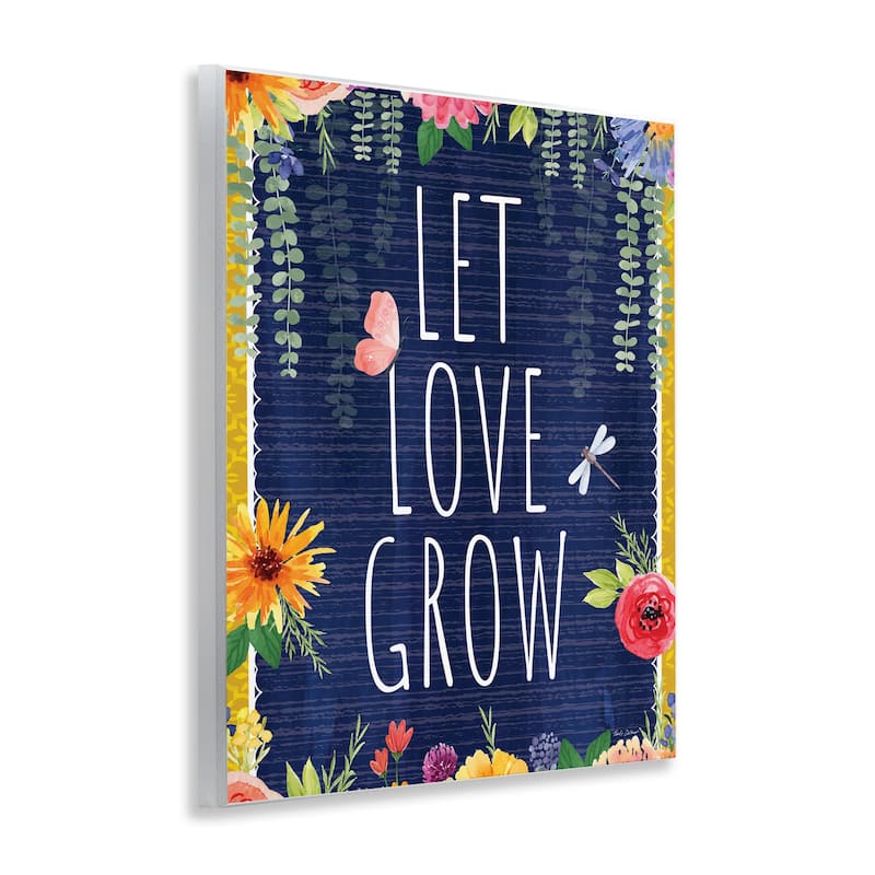 Stupell Let Love Grow Floral Border Wall Plaque Art Design By Nicole DeCamp