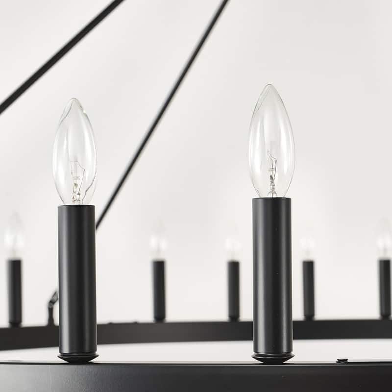 Large Black Large Wagon Wheel Chandelier Modern Farmhouse Candle Chandeliers
