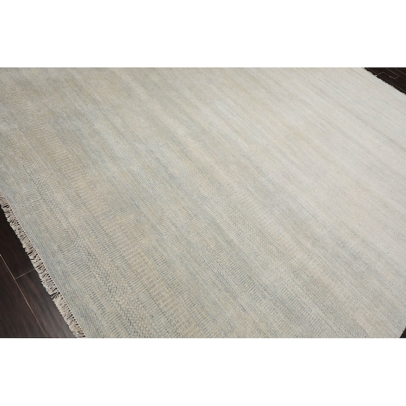 Hand Knotted Beige Persian Wool and Silk Modern Oriental Area Rug