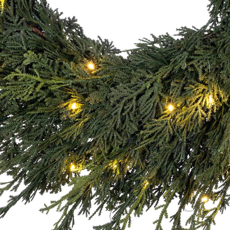 30 in. Pre-Lit LED Wreath - Cedar