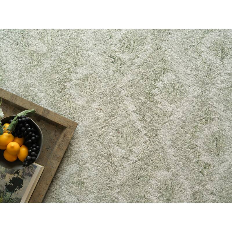 Bargello Light Green New Zealand Wool hand-tufted Area Rug
