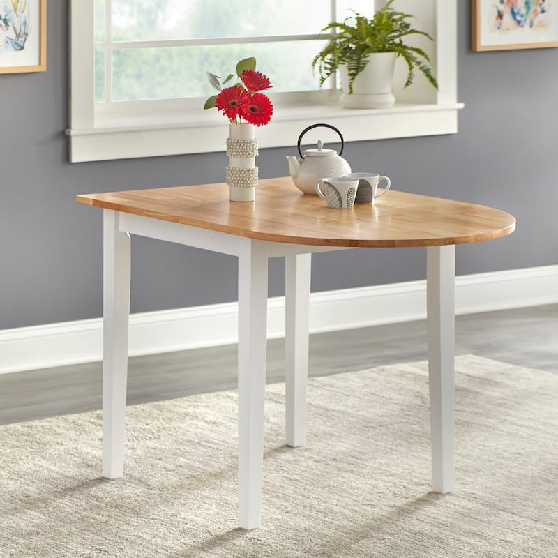 Simple Living Country Cottage Solid Wood Drop-Leaf Dining Table - White/Natural