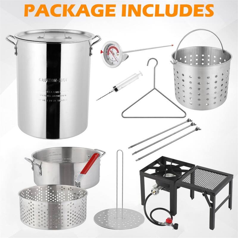 30QT Turkey Fryer And 10QT Fish Fryer Kit With Propane Stove And Foldable Side Table - N/A