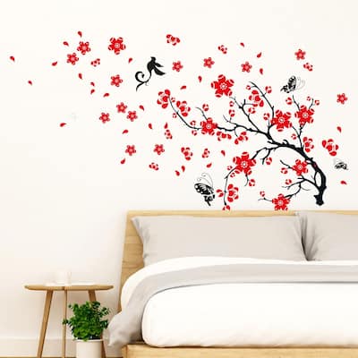 Walplus Red Blossom Flower Wall Sticker Home Decoration Nursery Decor