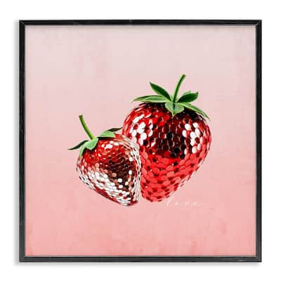 Stupell Disco Sequin Strawberries Framed Giclee Art Design By Kim Allen