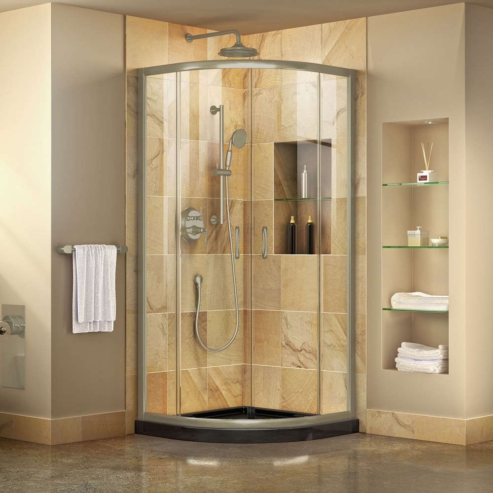 DreamLine Prime 38 in. x 38 in. x 74 3/4 in. Sliding Shower Enclosure and Shower Base Kit - 38" x 38"