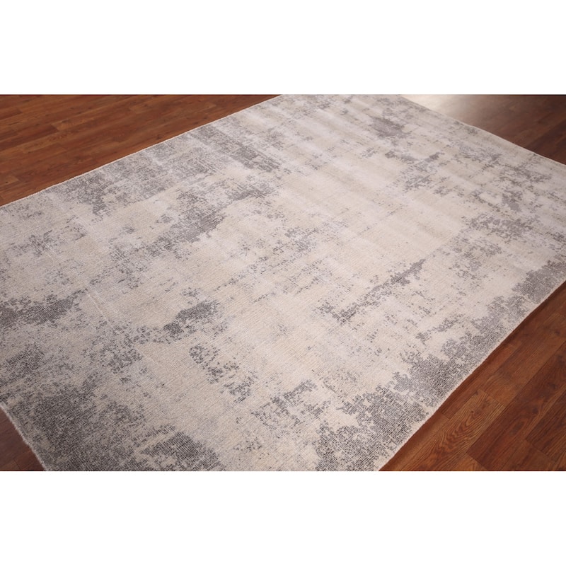 Abstract Contemporary Area Rug Hand-Knotted Oriental Wool Carpet - 5'4"x 7'7"