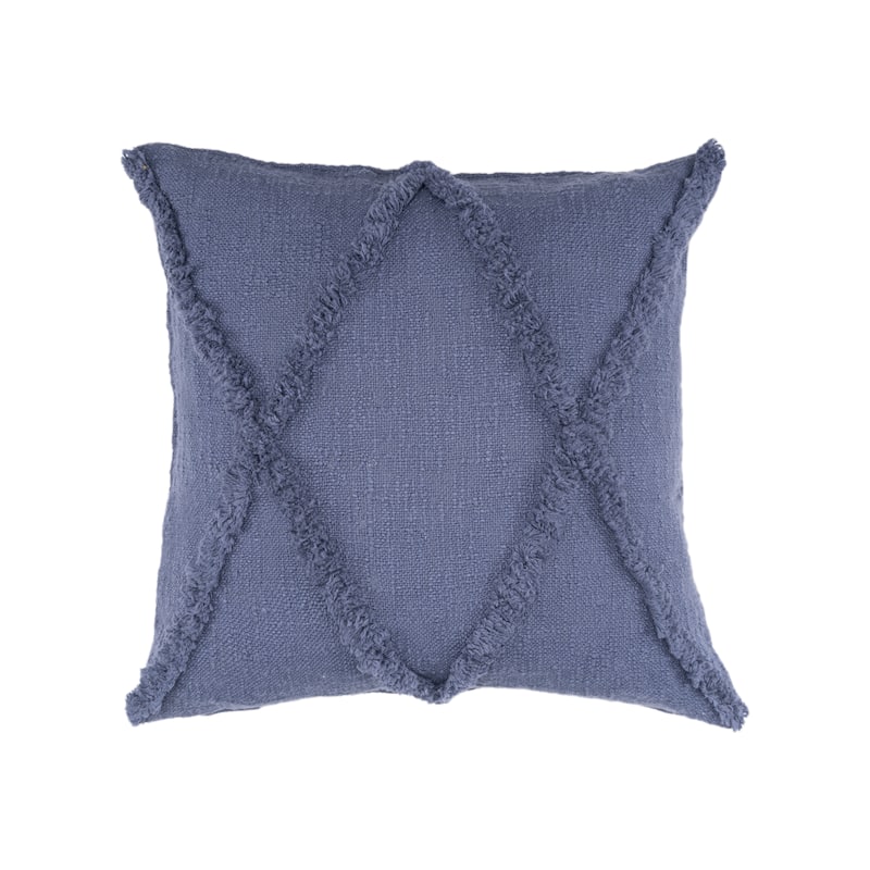 Sevita shoreline Natural Cotton Square Pillow, Feather Filled, Set of 2 or 4 - Denim/Blue - Set of 3 or More