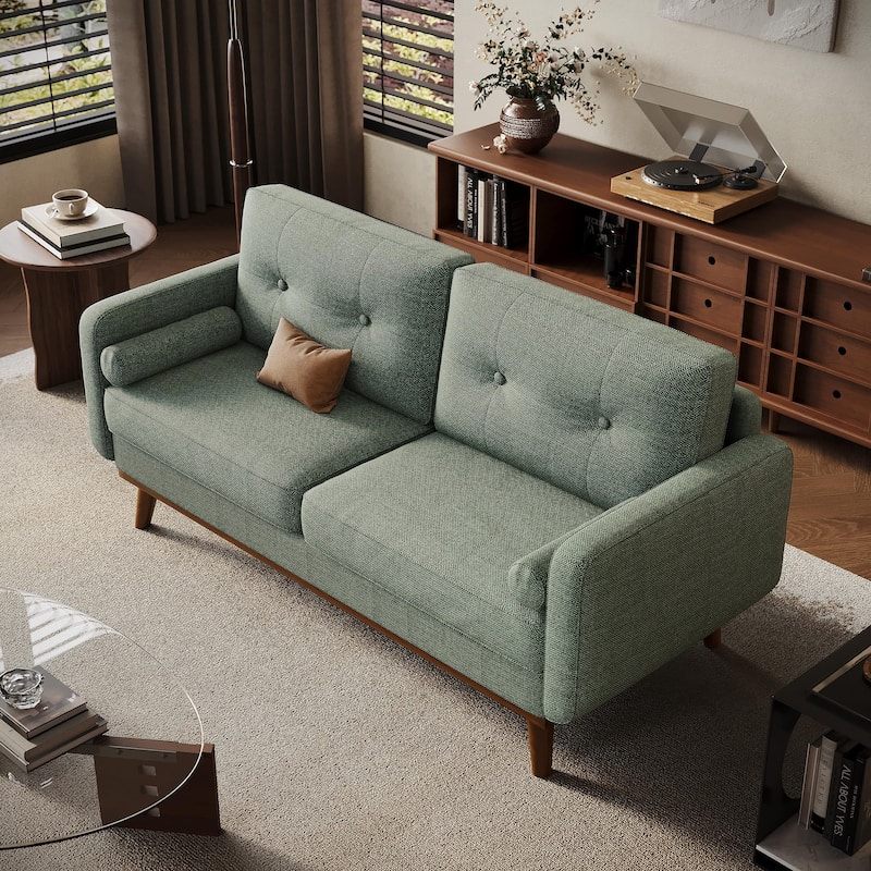 64" Loveseat Sofa, Mid Century Modern Couch Comfy Love Seat Couches for Living Room