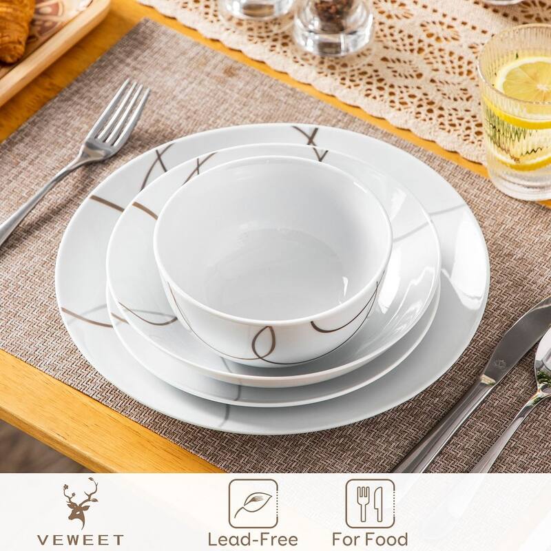 VEWEET NIKITA Porcelain Versatile Multi-Piece Dinnerware Set