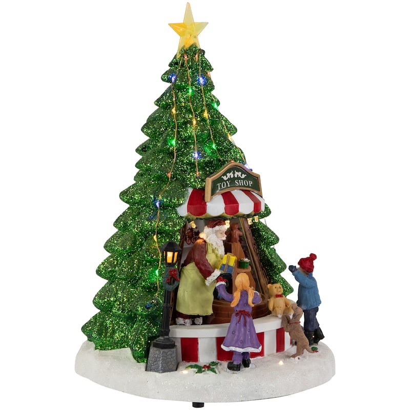 13" LED Lighted Animated and Musical Santa's Toy Shop Christmas Village Display
