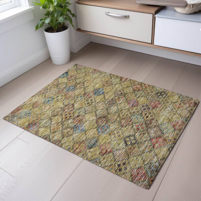 Premium Washable Super Soft Global Boho Mayfield Rug - Gold - 1'8" x 2'6"