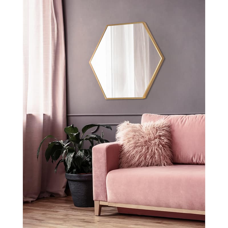 Kate and Laurel Rhodes Framed Mid-century Hexagonal Wall Mirror