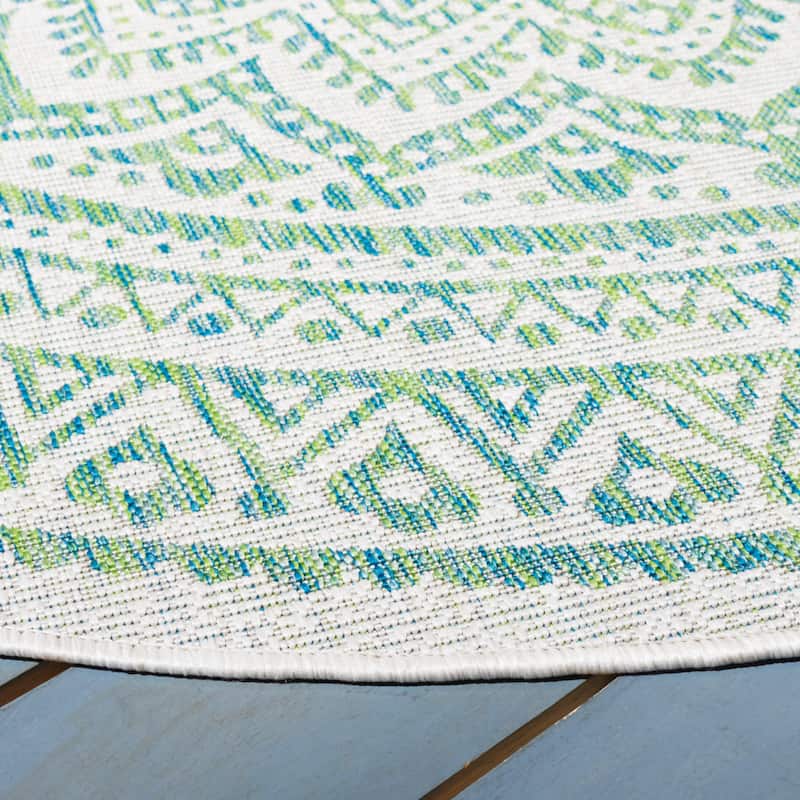 SAFAVIEH Courtyard Fran Mandala Indoor/ Outdoor Waterproof Patio Backyard Rug