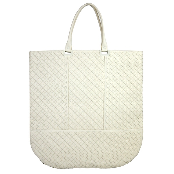 Shop Bottega Veneta Woven White Leather Large Tote Bag 314718 9904 - Free Shipping Today ...