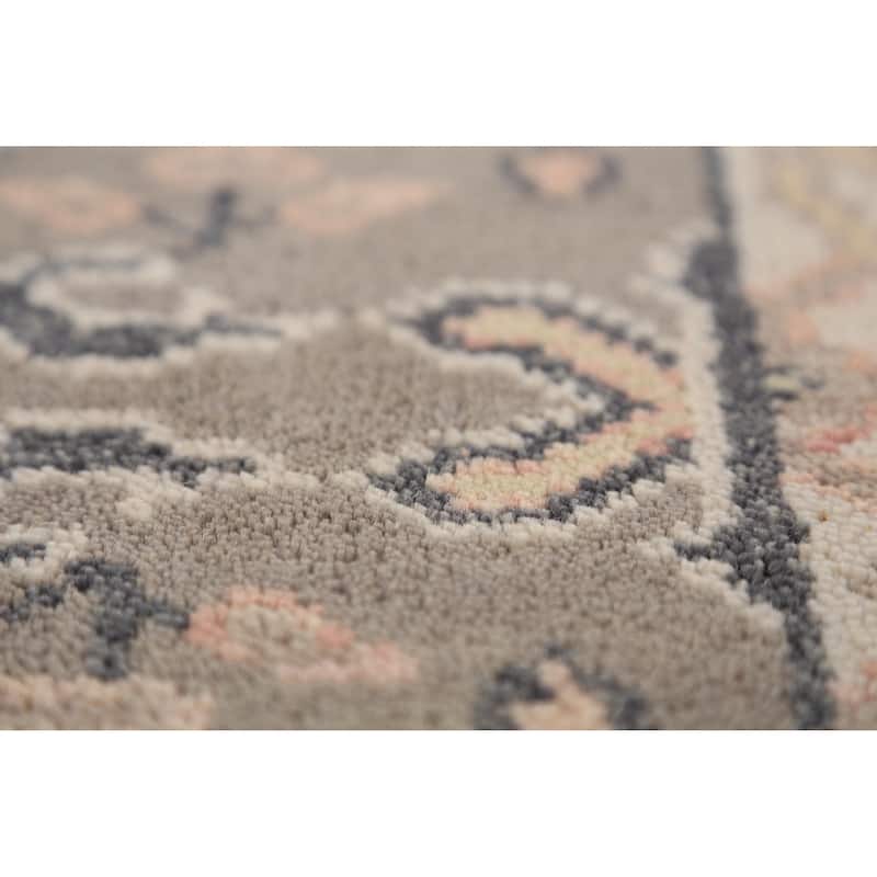 Gray & Ivory Oushak Indian Runner Rug Handmade Wool Carpet - 2'6"x 9'9"