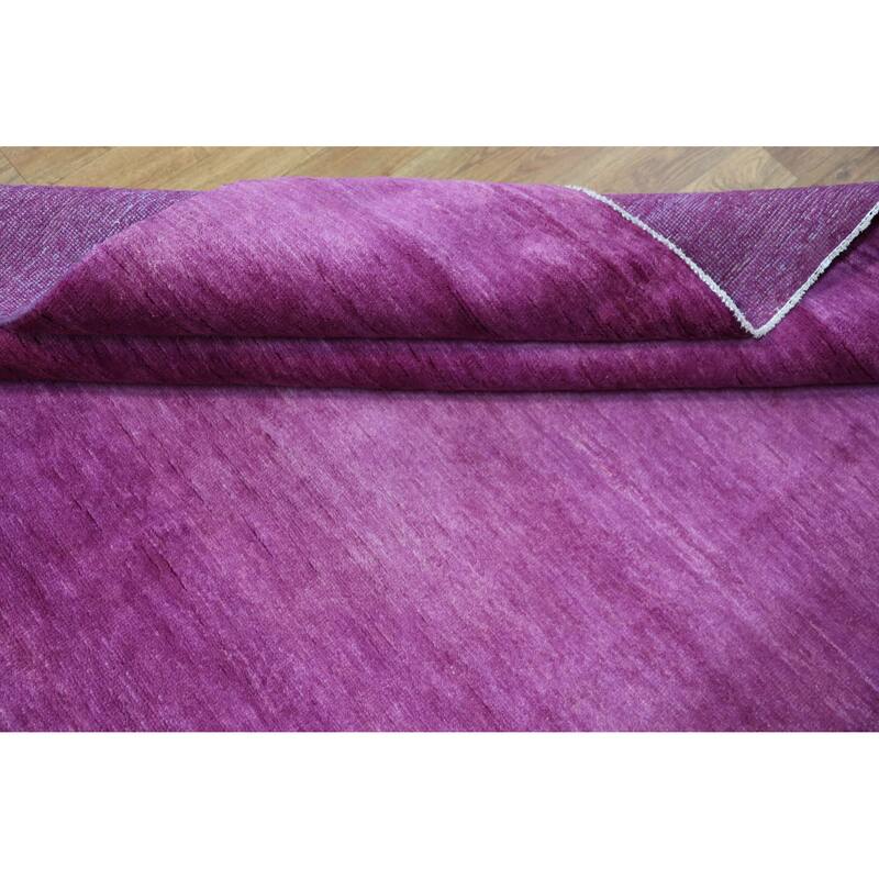 Hand Knotted Oriental 100% Wool Carpet Modern Solid Purples Gabbeh Area Rug - 9' 0'' X 6' 1''