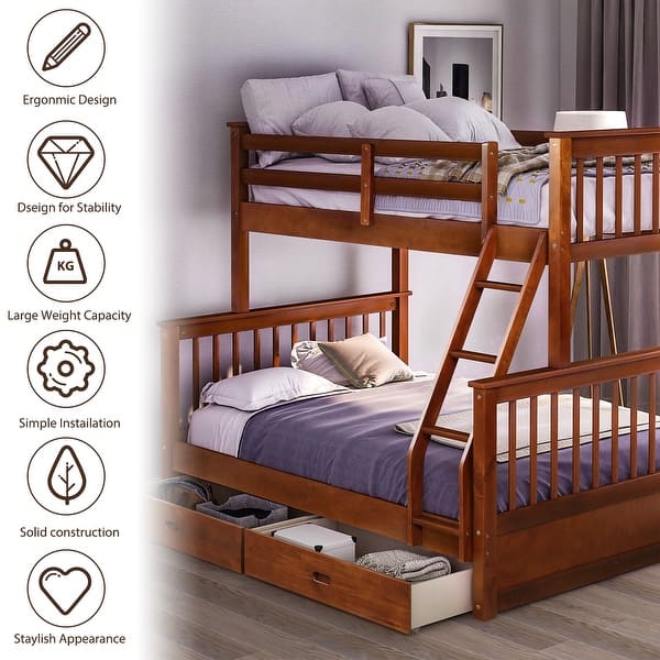 LZ LEISURE ZONE Full Over Full Bunk Bed With India 6 thumbnail image