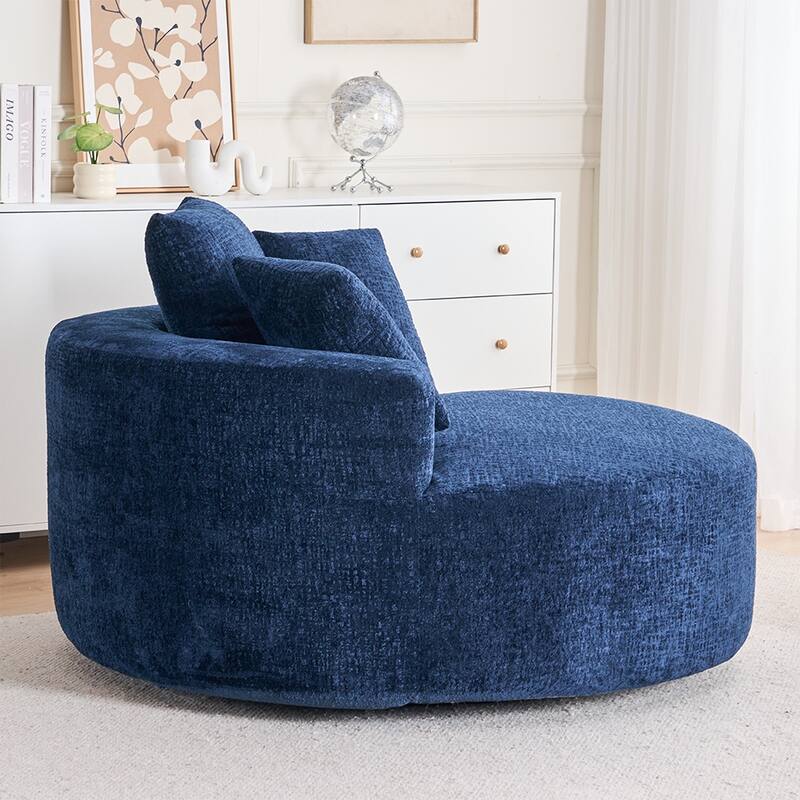 Oversized Swivel Accent Chair, Chenille Round Chairs Upholstered Swivel Chair, Single Sofa Armchair, Sleeper Chair