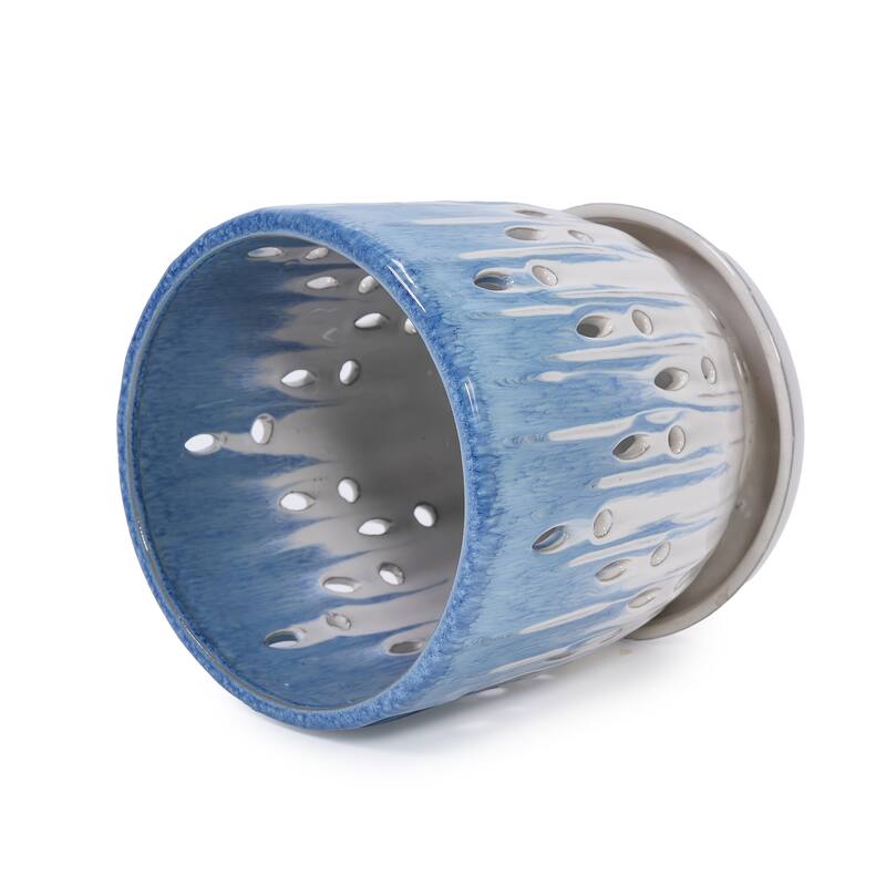 Anmytek Handmade Ceramic Planter Set of 2 Blue White