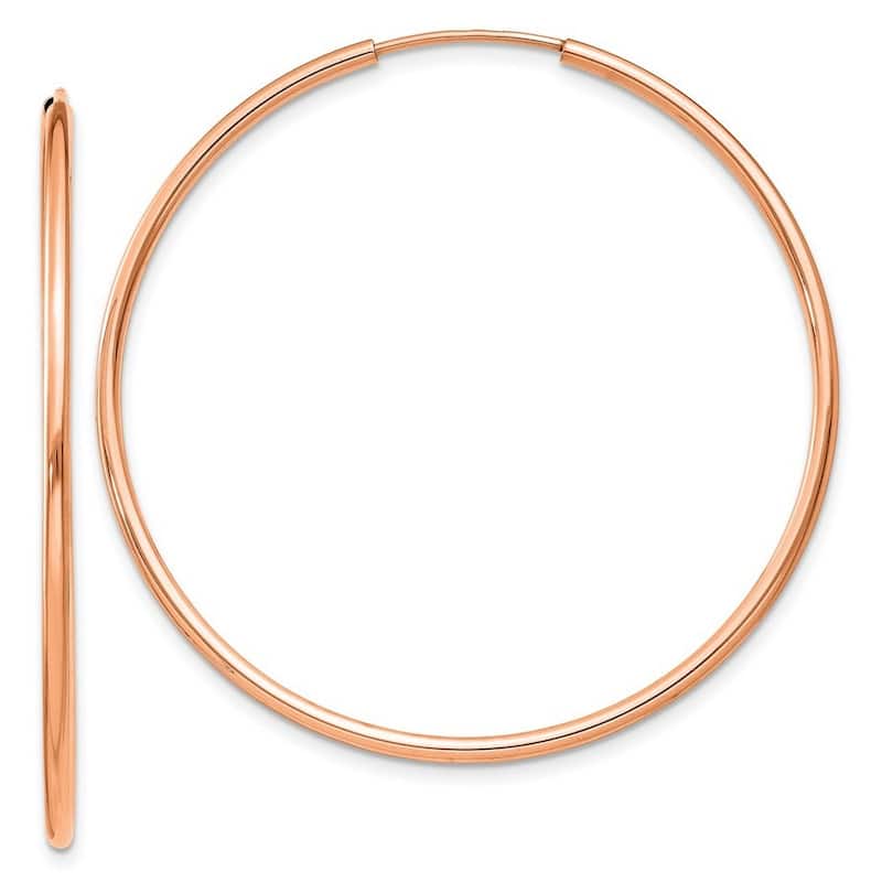 Curata 10k Rose Gold Polished Endless Hoop Earrings - 40x40mm