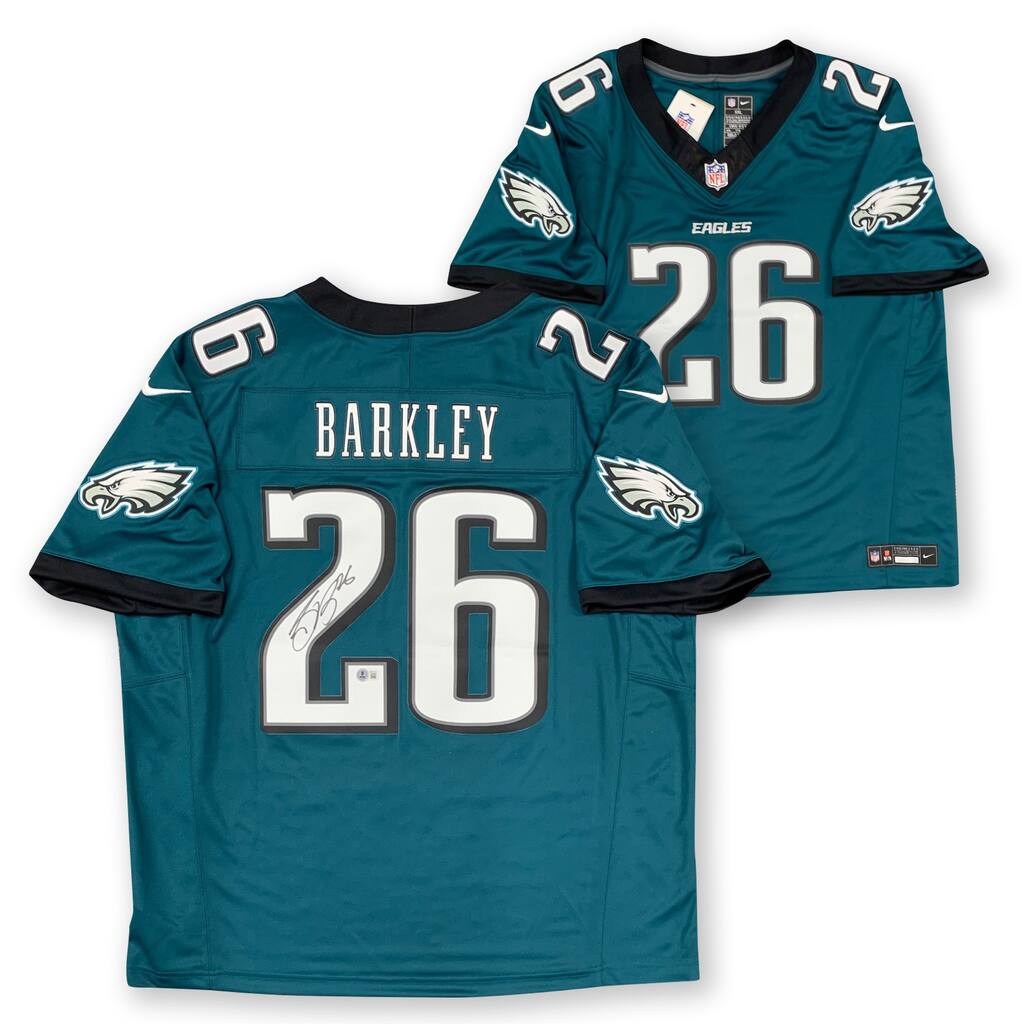 Saquon Barkley Autographed Philadelphia Eagles Signed Nike Limited Football Jersey Beckett COA - 16" x 20"