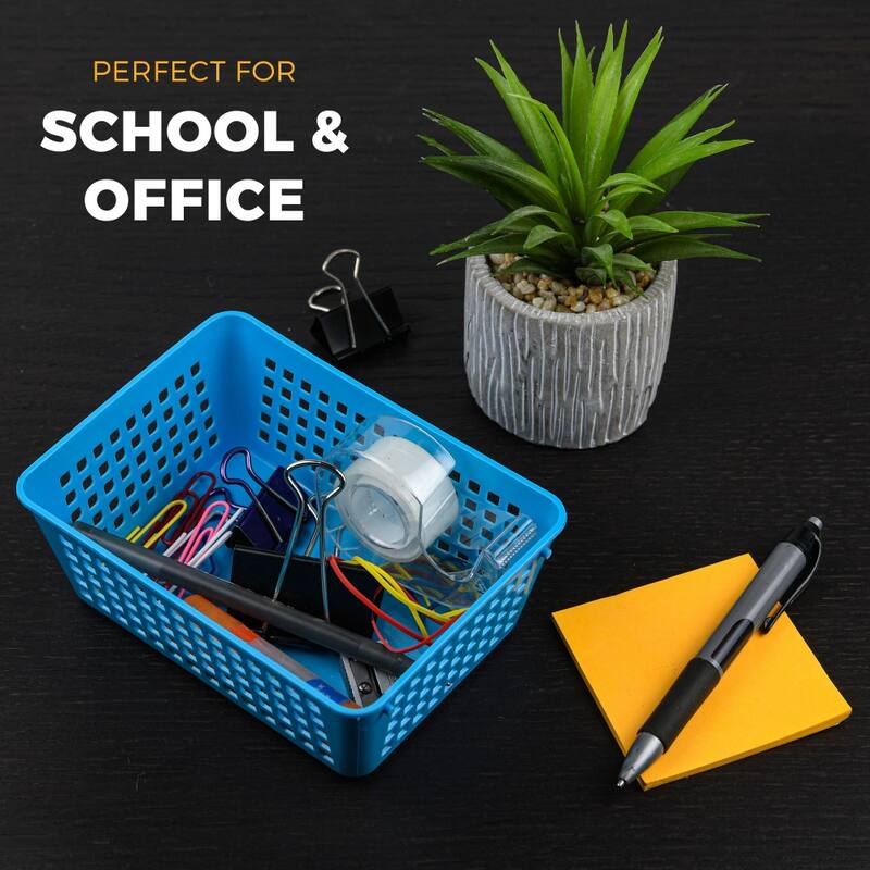 6-Pack Plastic Storage Baskets for Office Drawer, Classroom Desk