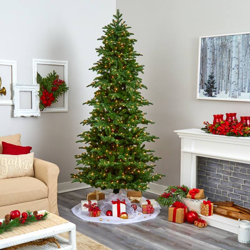 8’ South Carolina Artificial Christmas Tree, Warm Clear LED Lights - 8 Foot