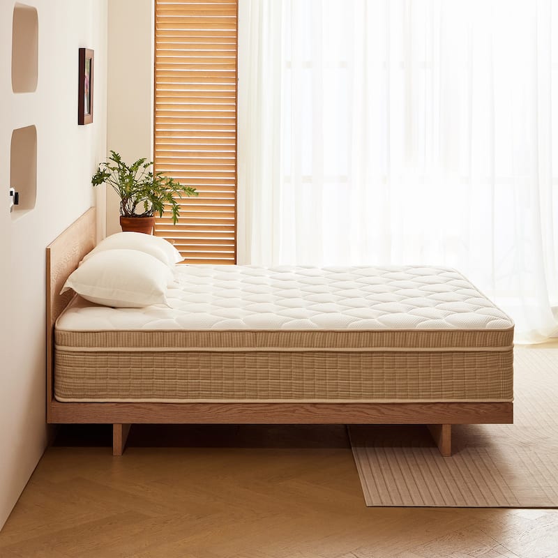 Mattress 14 Inch Hybrid Pillow Top Gel Memory Foam Medium Firm Motion Isolation Edge Support Fiberglass-Free