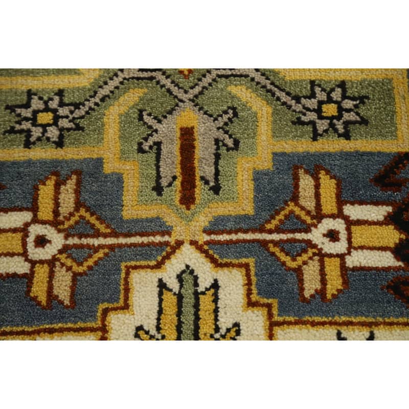 Hand Knotted Oriental 100% Wool Carpet Traditional Geometric Greys & Charcoal Kazak Runner Rug - 7' 10'' X 2' 6''