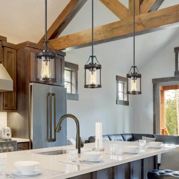 Modern Farmhouse 1-Light Pendant Light with Glass Shade for Dining Room ...