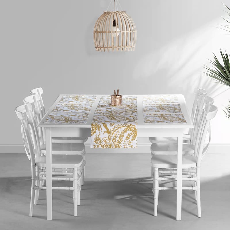 Exclusive Fabrics Edina Printed Cotton Table Runner & Placemats - Edina Yellow