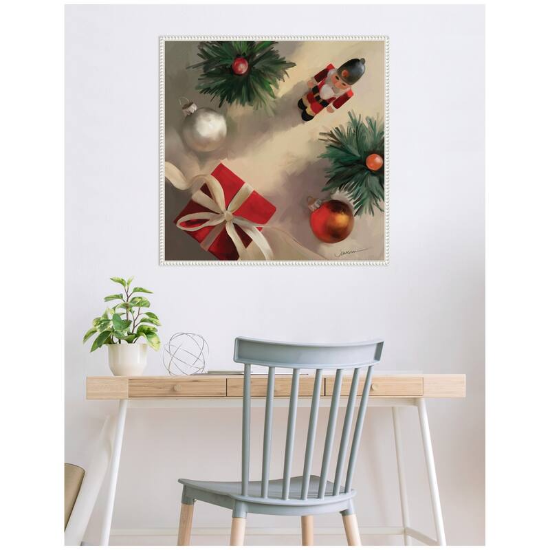 Kate and Laurel Tis The Holiday Season by Mary Sparrow Framed Canvas Wall Art Print