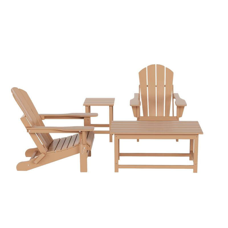 Laguna Hdpe All Weather Outdoor Patio Foldable Adirondack Chairs Conversation Set (4-Piece Set)