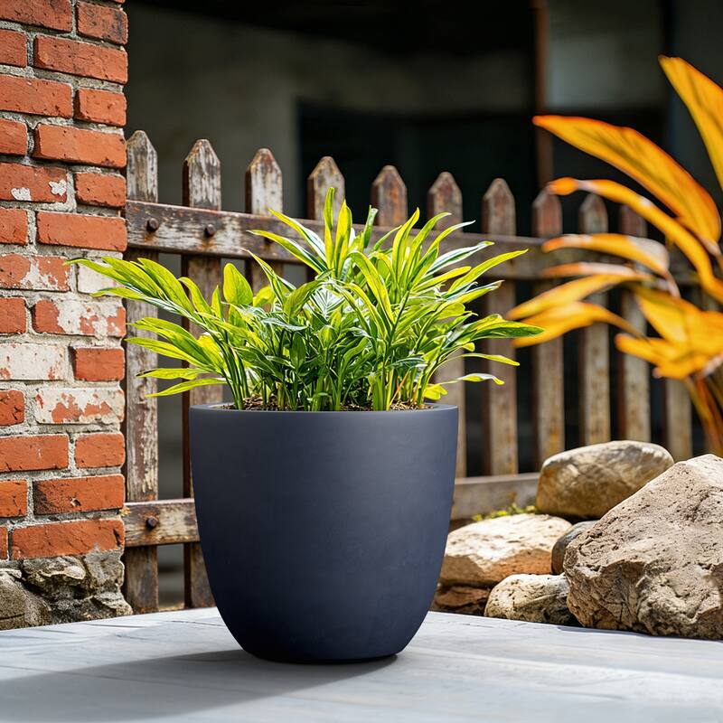 Concrete Tall Round Pot for Indoor & Outdoor(Upgraded Interior)