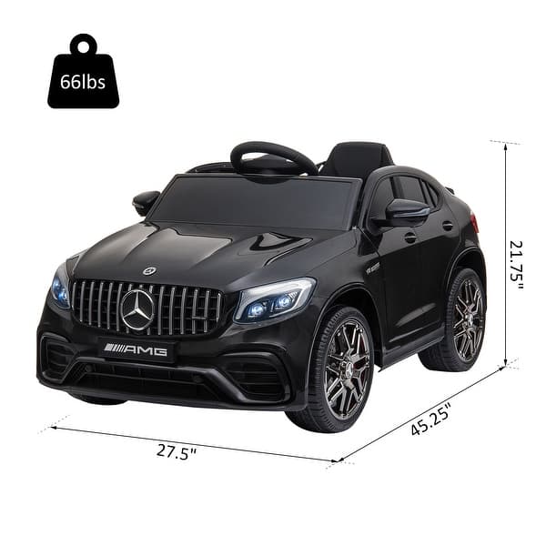 dimension image slide 1 of 2, 12V Mercedes Benz AMG GLC63S Coupe Ride-On Car with Remote Control, 2 Speeds, Music, and Lights for Kids