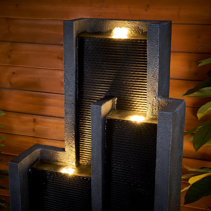 4-Tier Water Fountain w/Lights - 50.7in H Cascading Fountain for Home