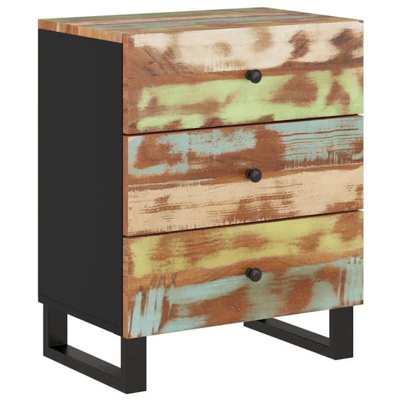 vidaXL Bedside Cabinet 19.7"x13"x24.4" Solid Wood Mango&Engineered Wood