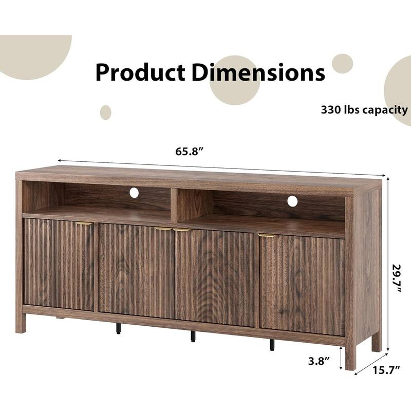 65.8 Inch Fluted Sideboard Buffet Cabinet with 4 Doors