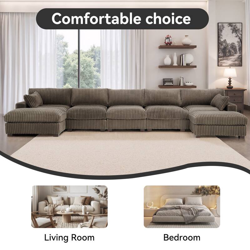 Oversized U-shaped Plush Modular Sectional Sofa Set