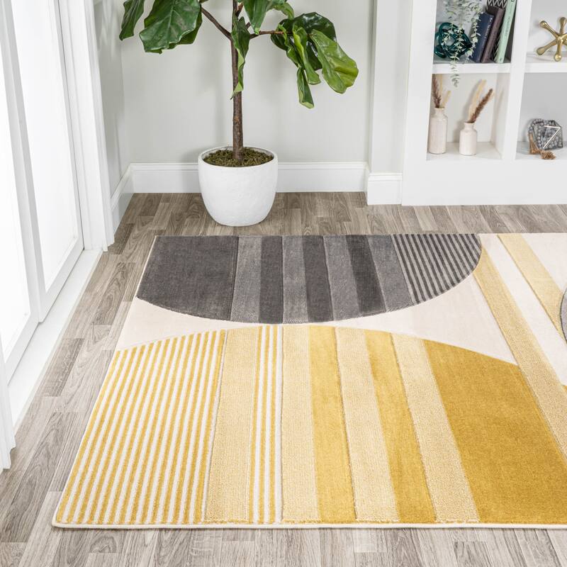 JONATHAN Y Geo Striped Circles Area Rug