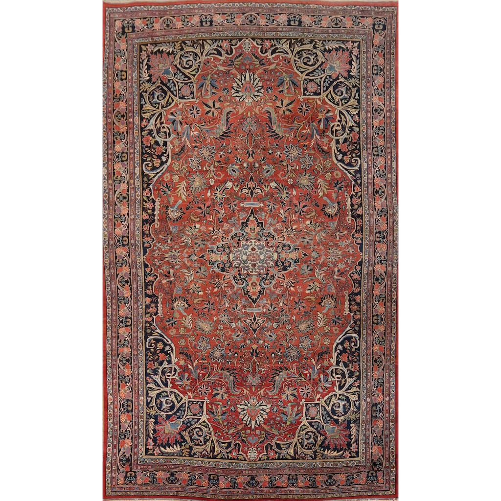Hand Knotted Oriental 100% Wool Carpet Traditional Floral Oranges & Rust Bidjar Area Rug - 16' 10'' X 10' 6''