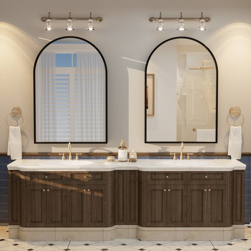 Arch High-Strength Tempered Glass and Aluminum Alloy Framed French Cleat Mounted Wall Mirror