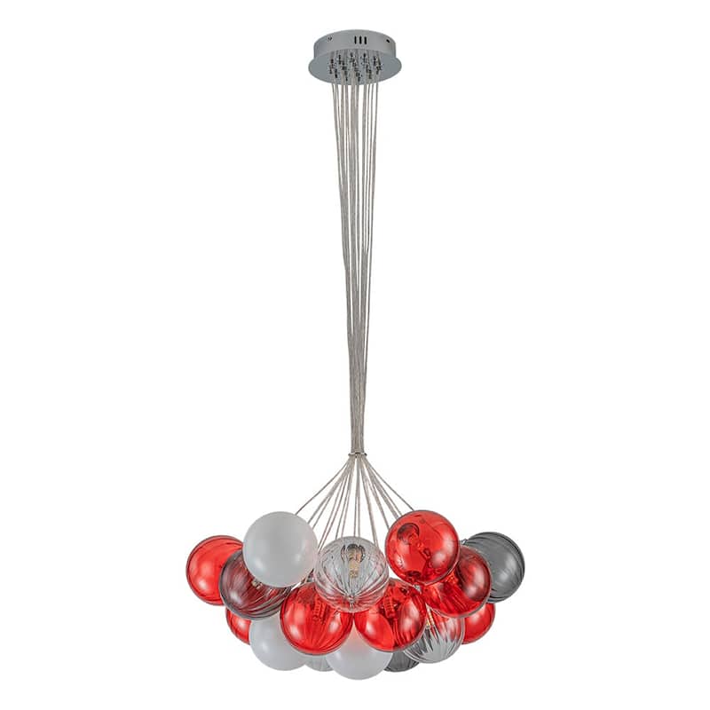 23.6''W Chrome Modern Hand Blown Colored Glass Balls Chandelier