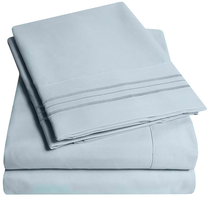 Deep Pocket Soft Microfiber 4-piece Solid Color Bed Sheet Set - California King - Misty Blue