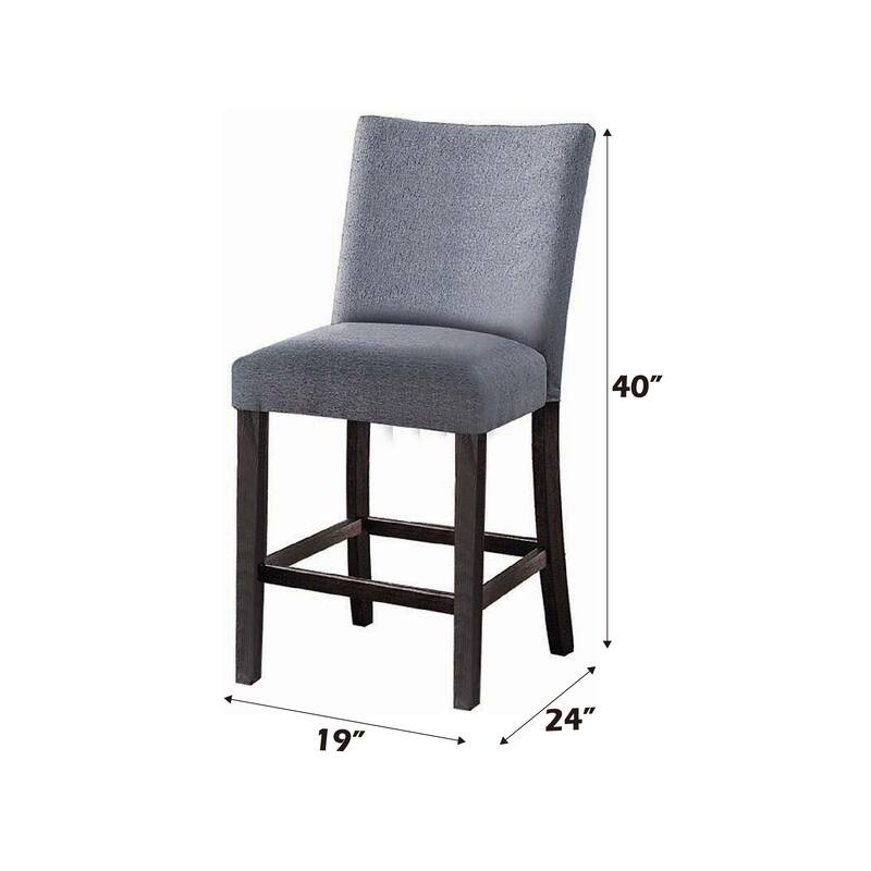 Yelena Fabric & Weathered Espresso Finish Counter Height Chair (Set of 2)